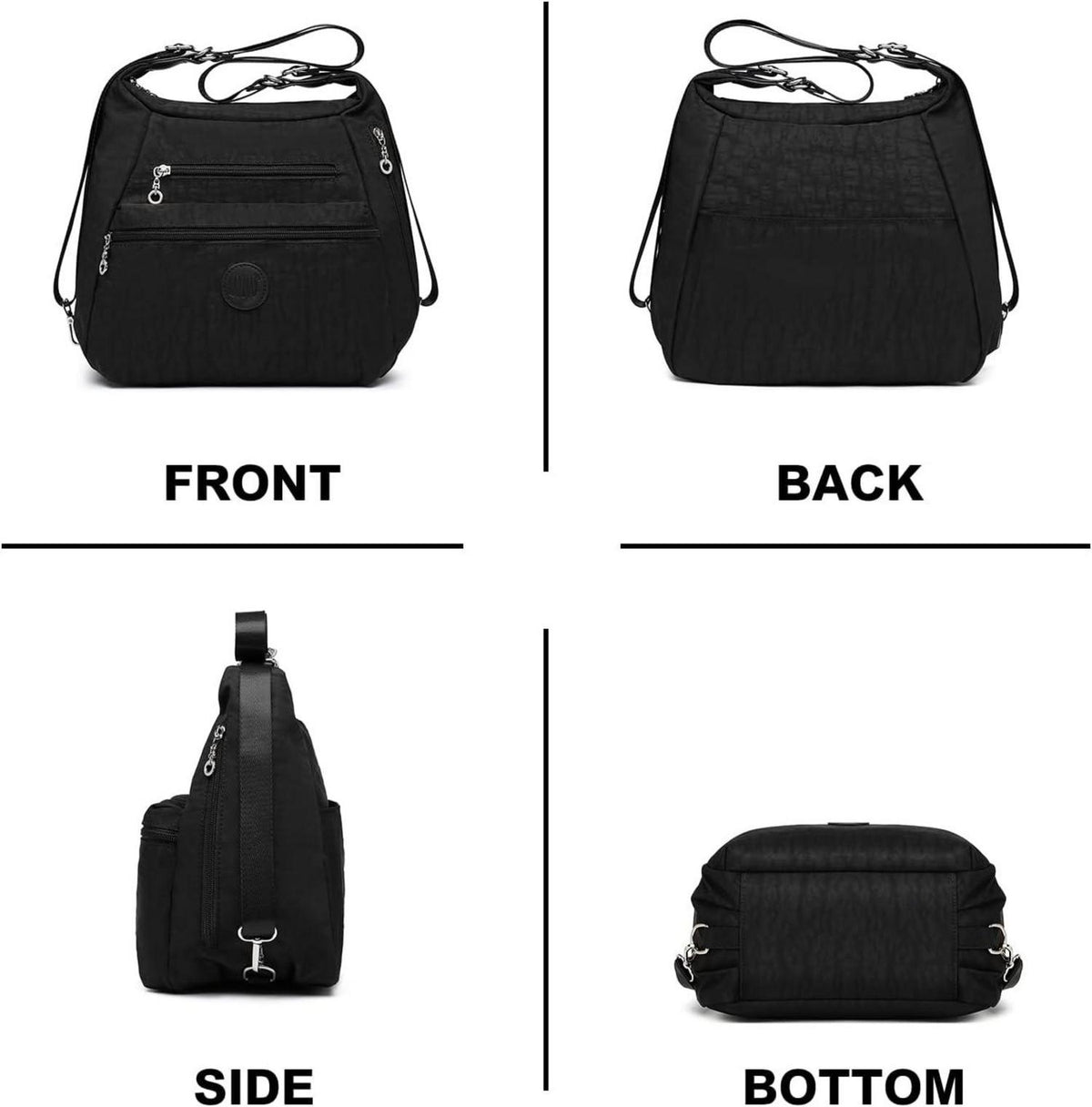 Damen Rucksack Umhängetasche Schultertasche 3 in 1 Schwarz Casual Daypack