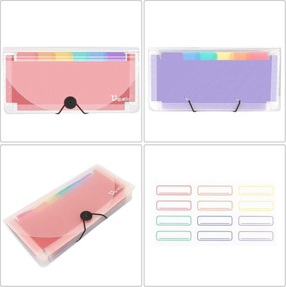 Uquelic Ordnungsmappe 13 Fächer Kunststoff Organizer Transparent 2 Stk