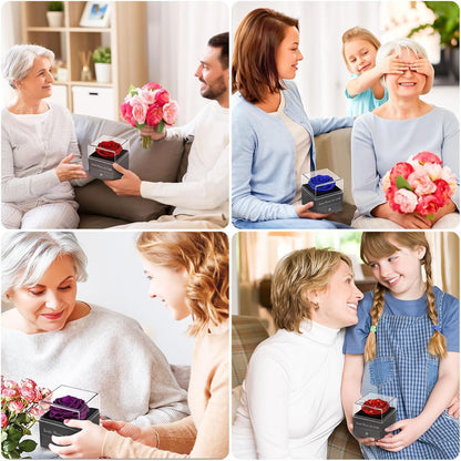 Muttertag Geschenk Ewige Rose mit Halskette in Geschenkbox
