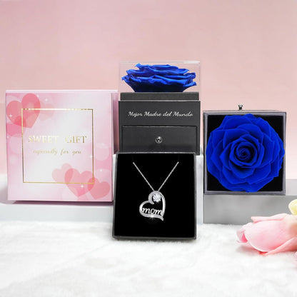Ewige Rosen Geschenk Mama 925 Silber Halskette Mejor Madre del Mundo Ramadanär Rose Infinity Muttertag Klopp Birthday Valentine's Day