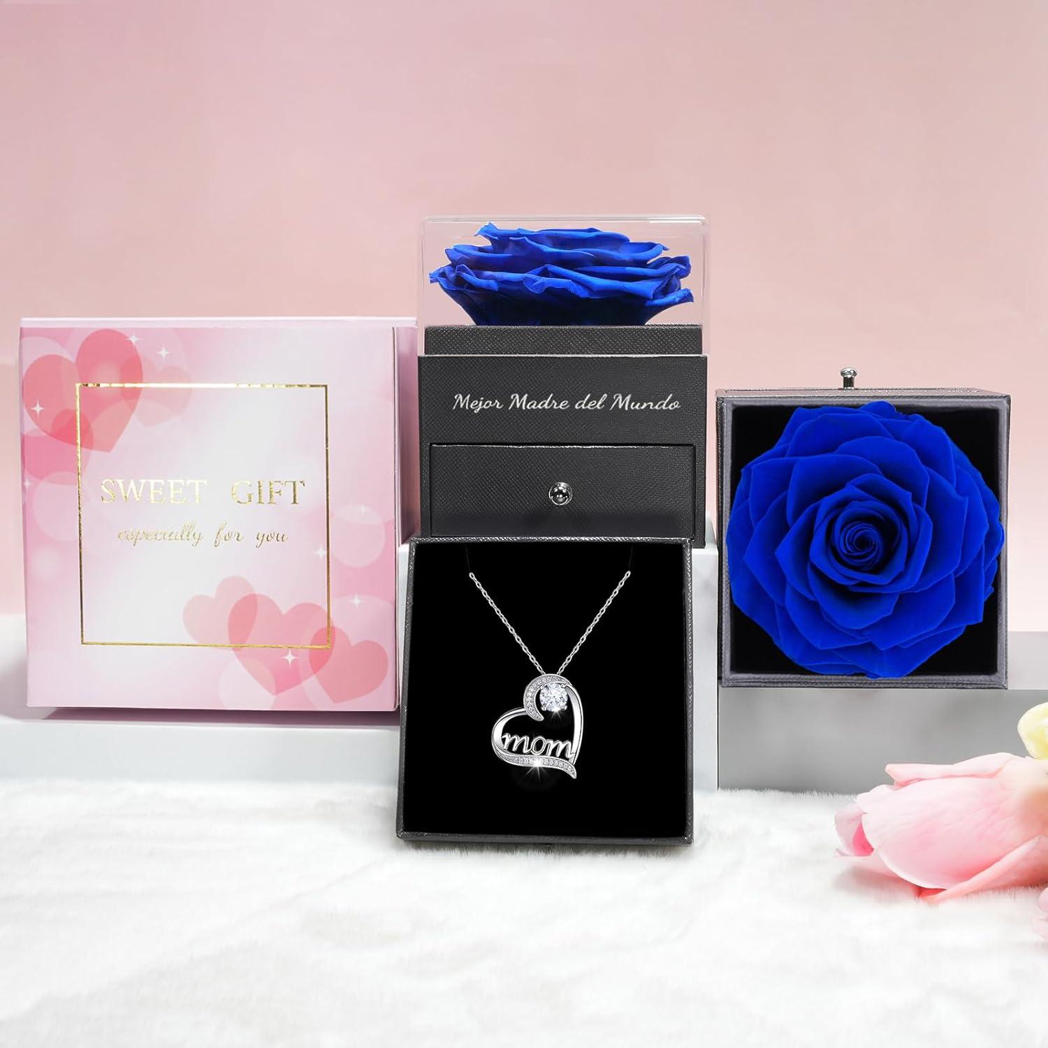 Ewige Rosen Geschenk Mama 925 Silber Halskette Mejor Madre del Mundo Ramadanär Rose Infinity Muttertag Klopp Birthday Valentine's Day