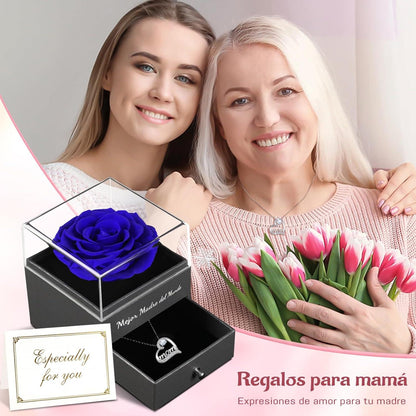 Ewige Rose Geschenkset Mama 925 Silber Halskette Infinity Rose