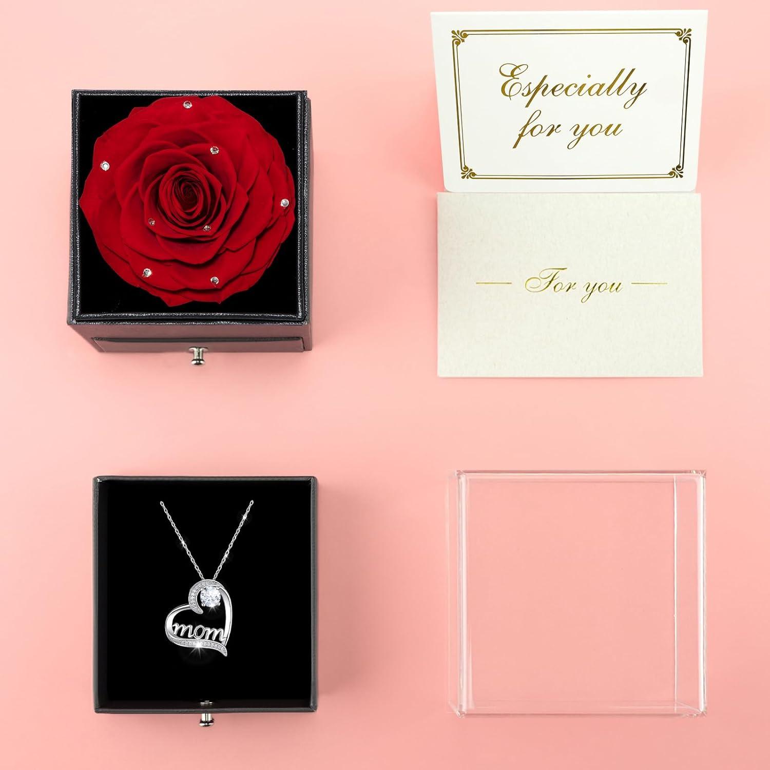 Ewige Rose Mama Halskette 925 Silber Geschenk Mutter Geburtstag