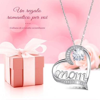 Ewige Muttertagsgeschenk Rose & Mom Halskette Kristall Rot