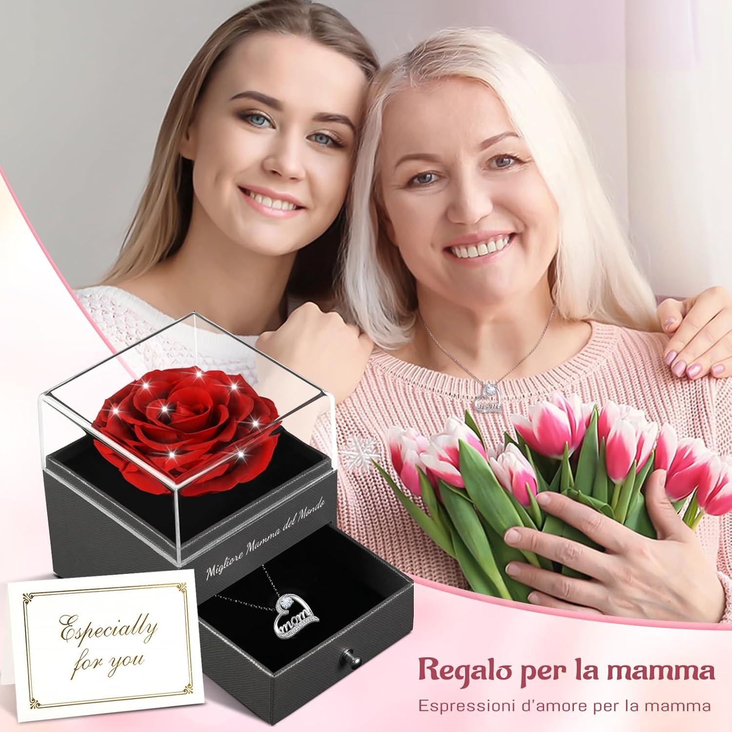 Ewige Rose Geschenk Mama Mom Halskette 925