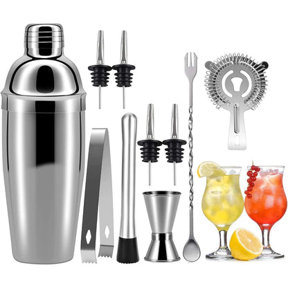 Edelstahl Cocktailshaker Set 750ML 10tlg Bar Mixer Kit