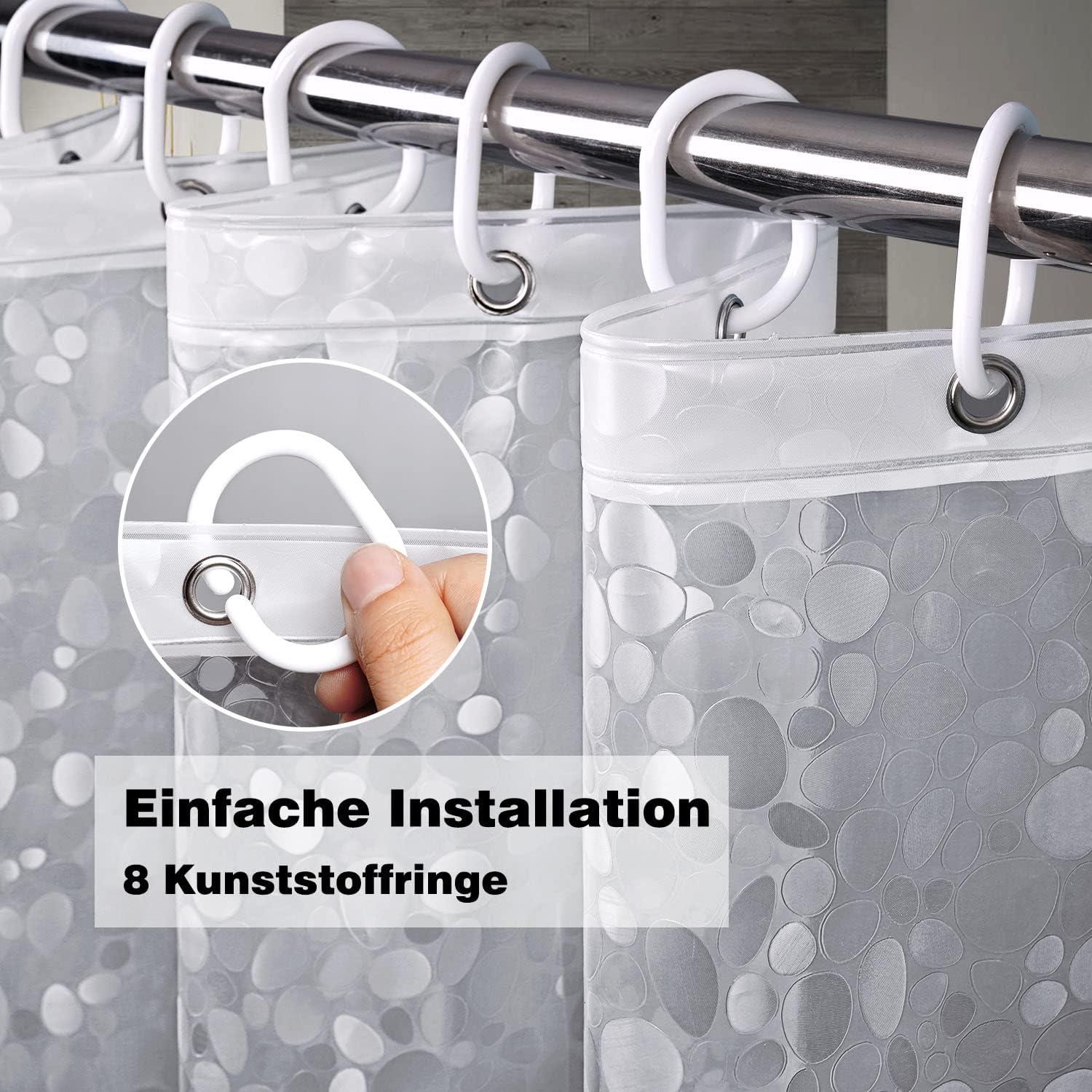 Duschvorhang 120x200cm Wasserdicht Transparent mit Gewicht
