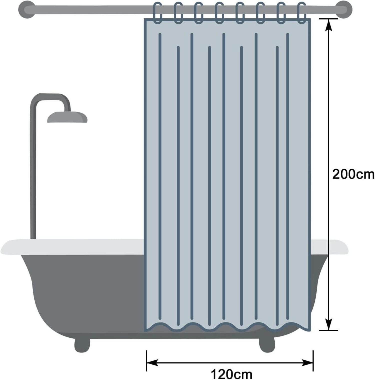Duschvorhang 120x200 cm transparent mit Gewicht Magnet Eva wasserdicht