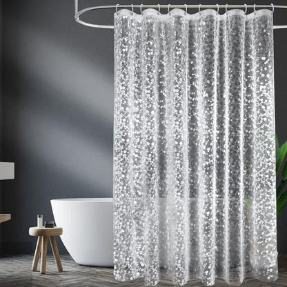 Antischimmel Duschvorhang 180x200 Transparent mit 3D Kieselsteinen