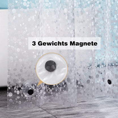Antischimmel Duschvorhang 180x200 Transparent mit 3D Kieselsteinen