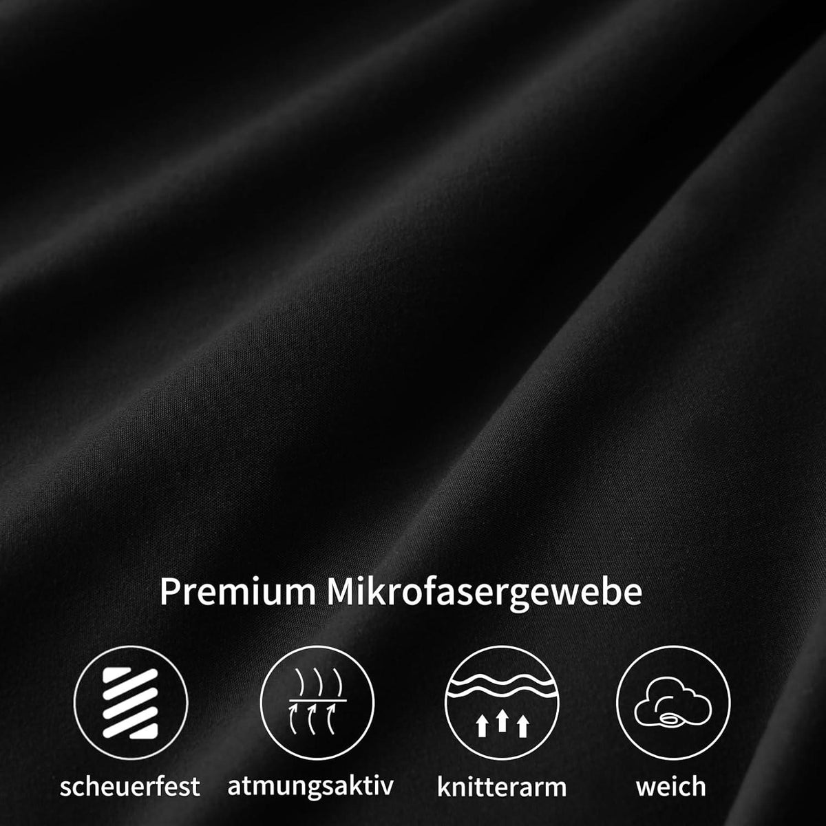 Kissenbezug 40x40 2er Set Schwarz Mikrofaser Reißverschluss
