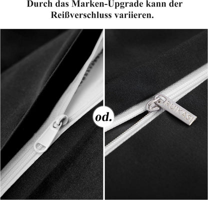 Bettwäsche 200x200 Schwarz Mikrofaser Reißverschluss 3teilig
