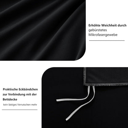 Bettwäsche 155x220 2teilig Schwarz - Bettbezug Kissenbezug Mikrofaser
