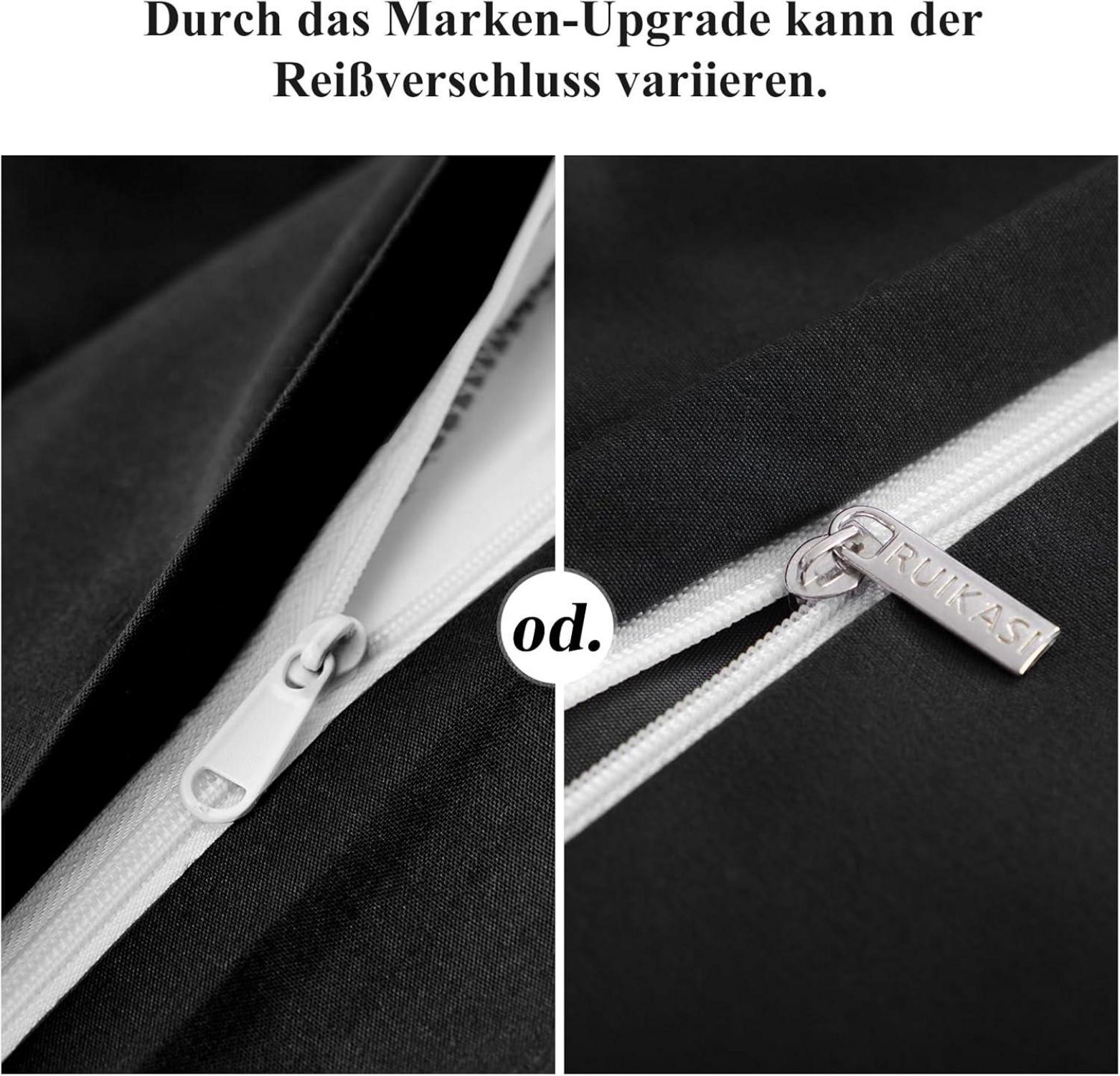 Bettwäsche Set 155x220 Schwarz Mikrofaser Weich & Bügelfrei