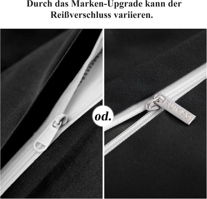 Bettwäsche Set 155x220 Schwarz Mikrofaser Weich & Bügelfrei