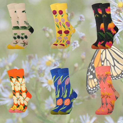 Bunte Baumwollsocken Damen 12 Paar mit Tiermotiv