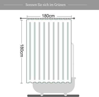 Duschvorhang 180x180 Anti-Schimmel grüne Blätter Pflanzen Badewanne Vorhang Polyester Waschbar mit Duschvorhängeringen