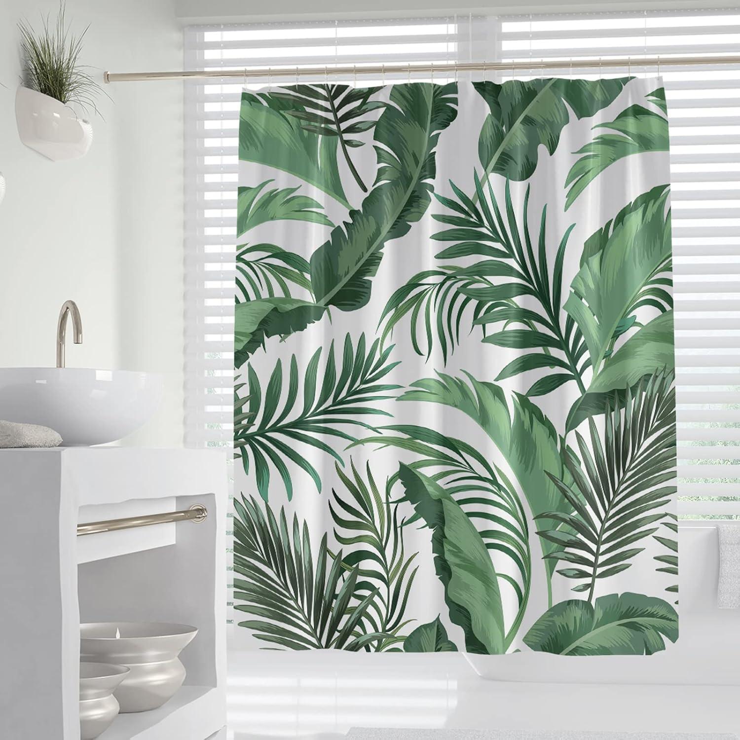 WONGS BEDDING Duschvorhang 180x180 Anti-Schimmel grüne Blätter Pflanzen