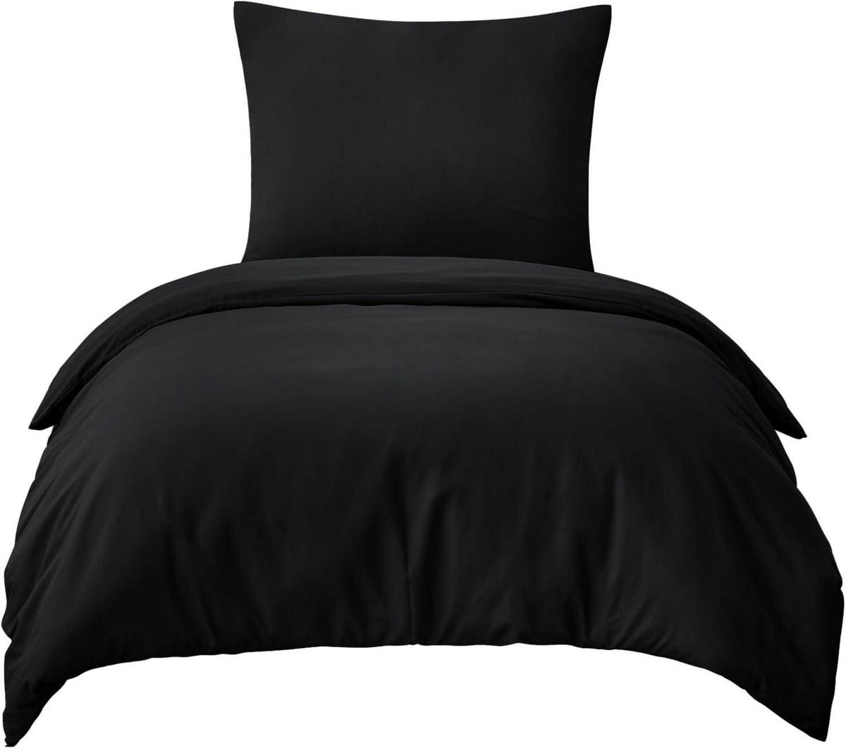 Bettwäsche Set 155x220 Schwarz Mikrofaser Reißverschluss 2-teilig