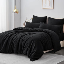 Bettwäsche-Set 220x240 Schwarz Mikrofaser Reißverschluss