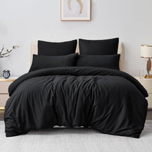 Bettwäsche Set 3-teilig Mikrofaser Reißverschluss Schwarz 200x220cm