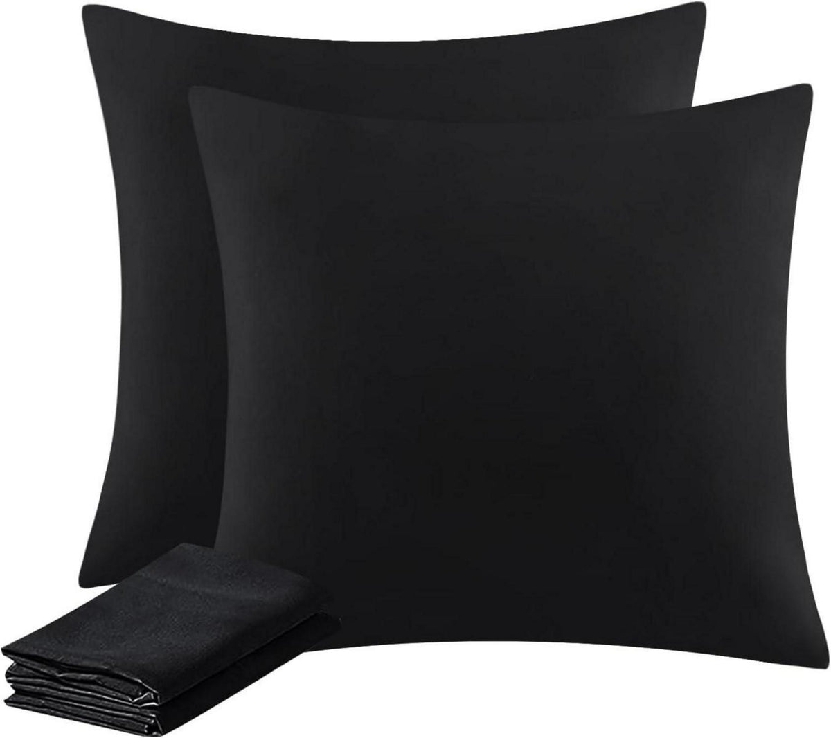 Kissenbezug Set Schwarz 80x80 Mikrofaser 2er Pack mit Reißverschluss