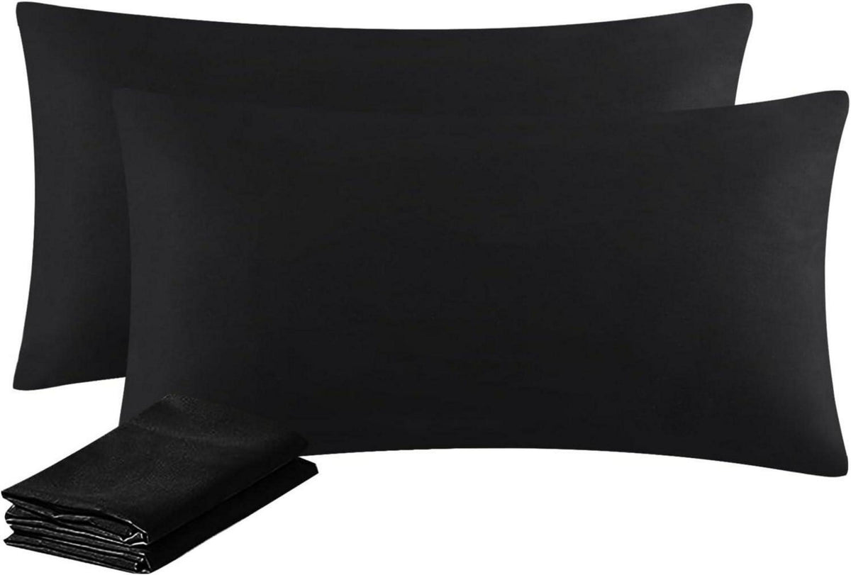Kissenbezug Set Schwarz Mikrofaser Reißverschluss 40x80 cm