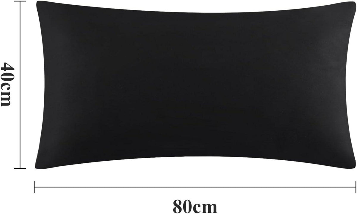 2er Set Kissenbezug 40x80 Schwarz Mikrofaser mit Reißverschluss