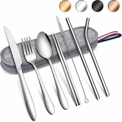 Herogo 8-Stück Camping Besteck Set Edelstahl Tragbare Utensilien