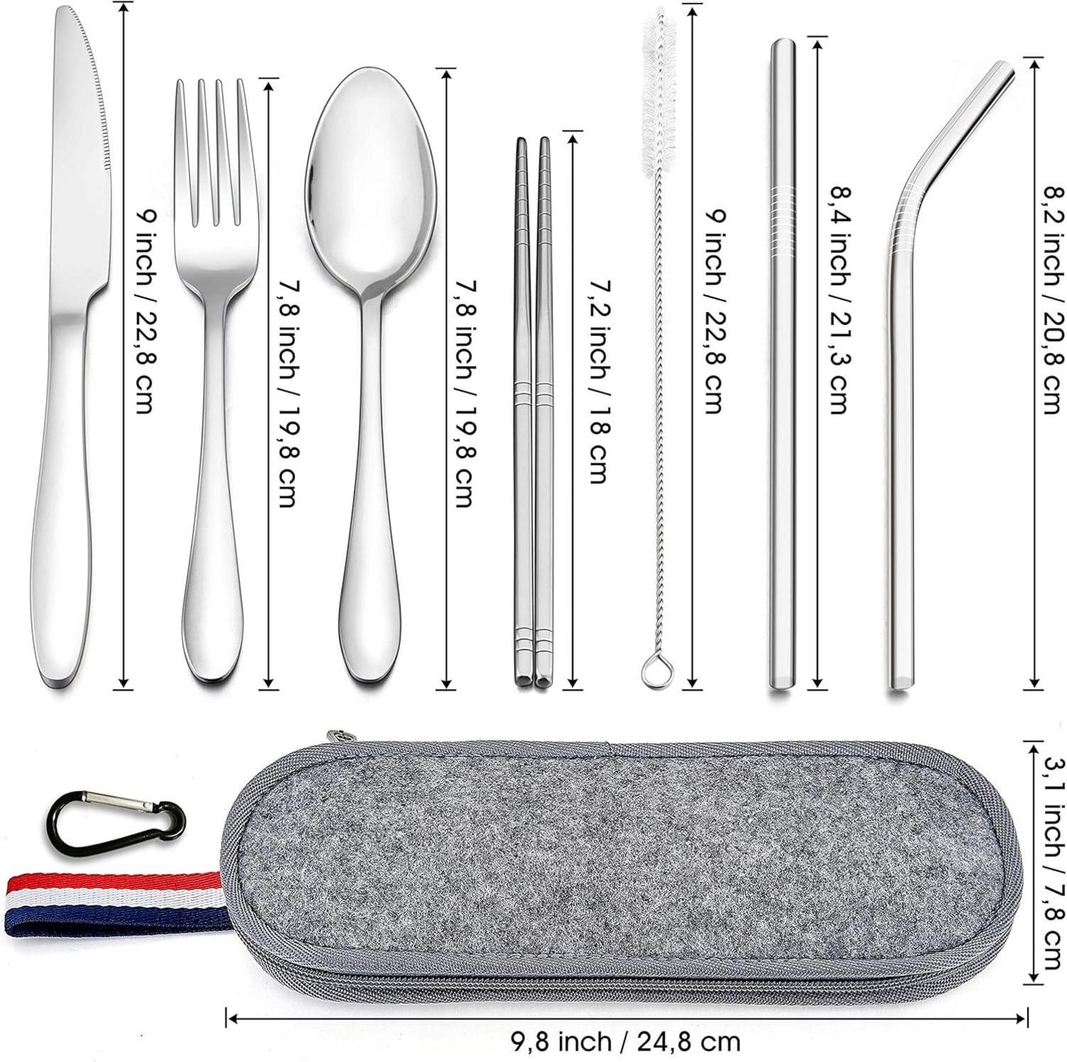 Herogo 8-Stück Camping Besteck Set Edelstahl Tragbare