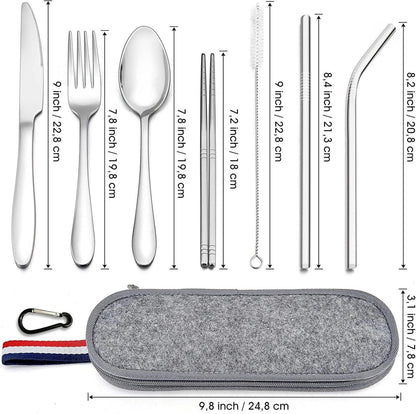 Herogo 8-Stück Camping Besteck Set Edelstahl Tragbare