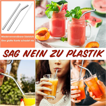 Herogo 8-tlg. Reisebesteck Set Edelstahl Tragbar Picknick Camping Strohhalme