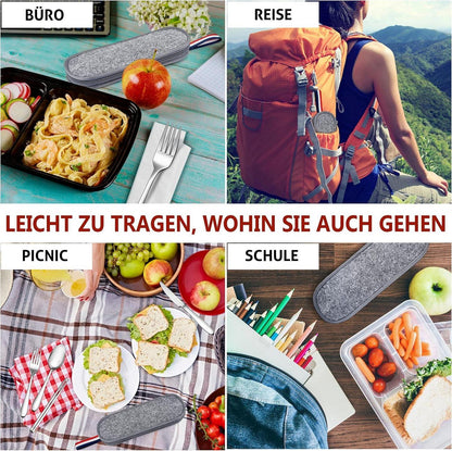 Reisebesteck Set 8-teilig Edelstahl Tragbar Outdoor Camping Picknick