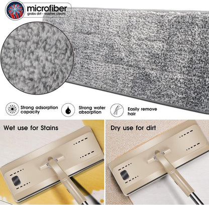 Bodenwischer Set mit Eimer und Flachmopp, Mikrofaser Wischpads und