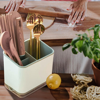Besteck Organizer mit 3 Fächern und Abtropfgestell - Grau