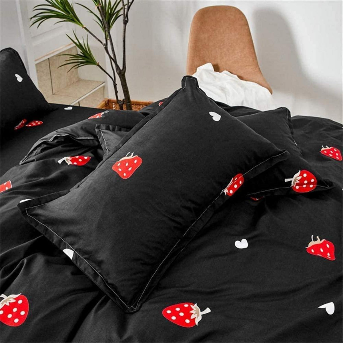 Erdbeer Bettwäsche Set Kawaii Mädchen Schlafzimmer Dekor 220x240