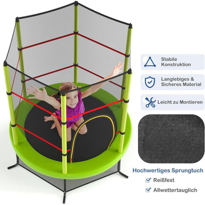 Gartentrampolin 165cm mit Netz & Randabdeckung – Kindertrampolin Grün