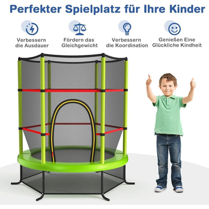 Gartentrampolin 165cm mit Netz & Randabdeckung – Kindertrampolin Grün