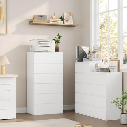 Weiße Kommode mit 6 Schubladen – 60x40x119cm