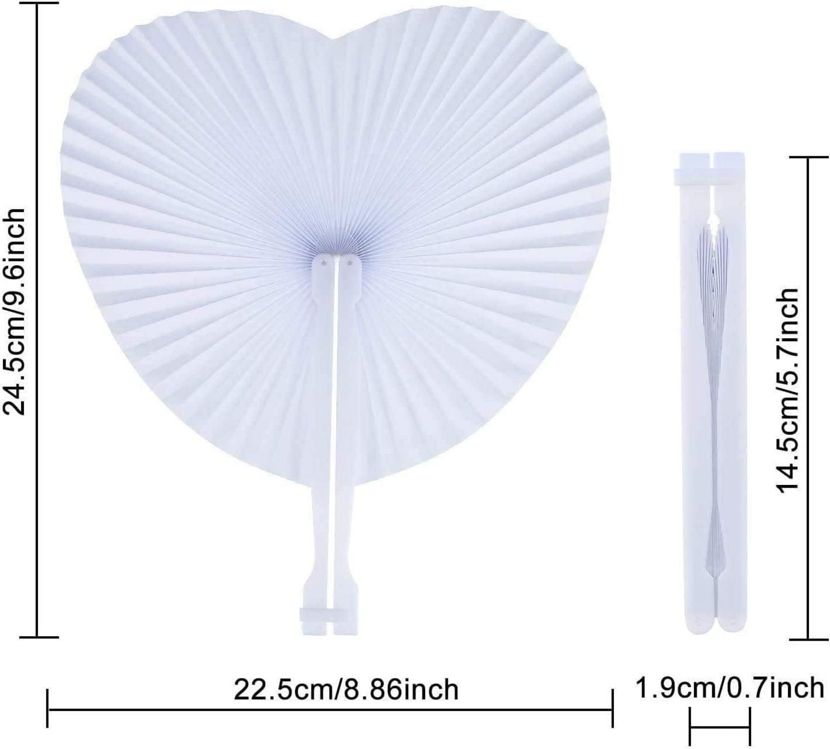 Faltbare Handfächer Herzform Weiß Hochzeit 60Stk