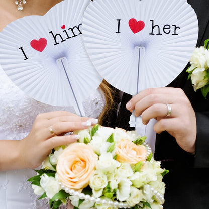 Faltbare Handfächer 60 Stück Hochzeit Weiß Herz Geschenk DIY