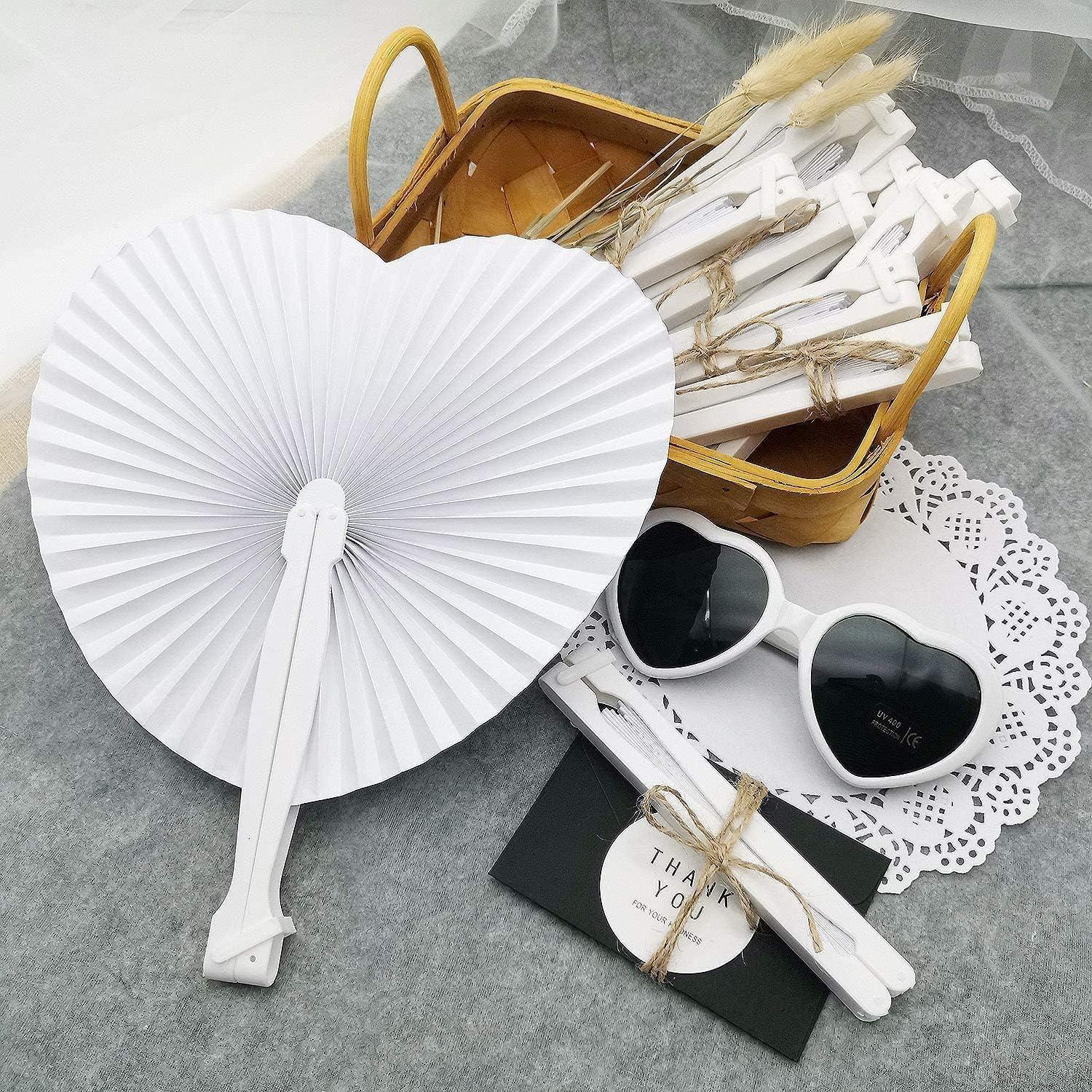 60 Stück Weiße Herz Faltfächer Hochzeit Gäste Geschenk Vintage