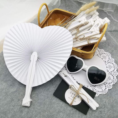 60 Stück Weiße Herz Faltfächer Hochzeit Gäste Geschenk Vintage