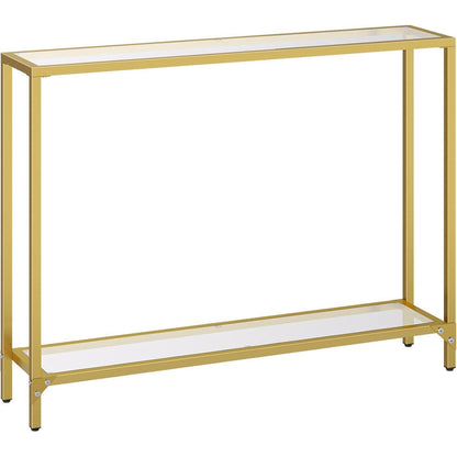 Konsolentisch Hartglas Beistelltisch goldfarben 100 cm
