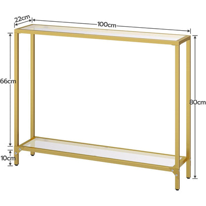 Konsolentisch Hartglas Beistelltisch goldfarben 100 cm