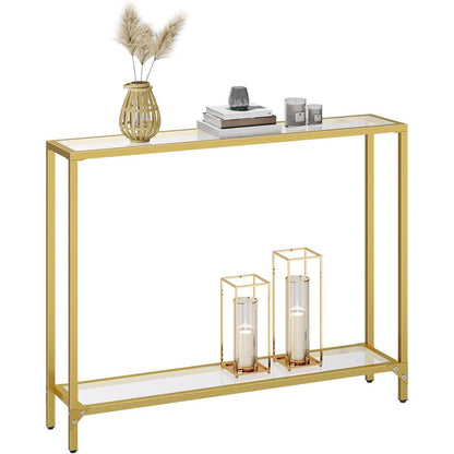 Konsolentisch Hartglas Beistelltisch goldfarben 100 cm