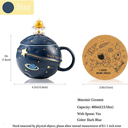 Kawaii Astronaut Weltraum Tasse Planet Keramik Becher Deckel Löffel
