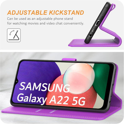 Samsung Galaxy A22 5G Handyhülle Leder Flipcase Violett Standfunktion