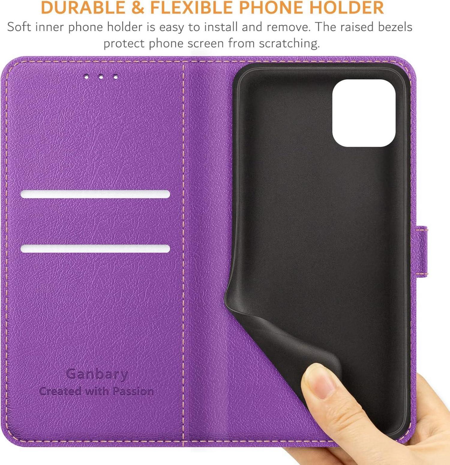 Samsung Galaxy A22 5G Handyhülle Leder Flipcase Violett Standfunktion