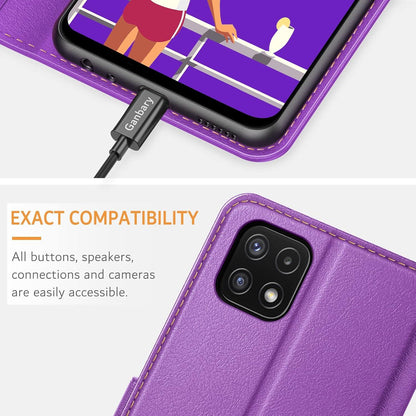 Samsung Galaxy A22 5G Handyhülle - Premium Leder Flipcase mit Kartenschlitzen & Standfunktion